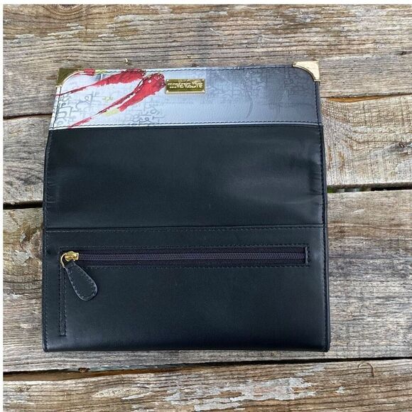 SATYA PAUL Snap Wallet Black Colorful Abstract Rectangular Gold Details - Picture 6 of 7